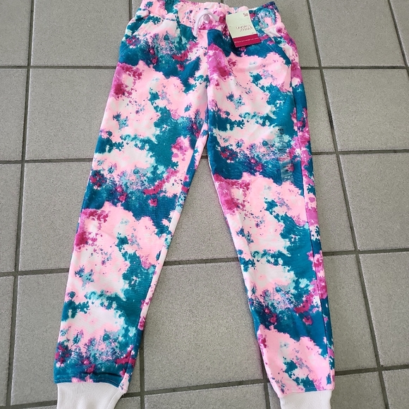 NWT Girls L(10/12) So Favorite Jogger Sweatpants Tie-Dye Pink Teal - Picture 1 of 8